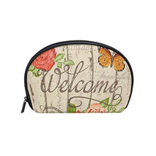 Load image into Gallery viewer, Makeup Bag Welcome Vintage Flower Rose Butterfly Cosmetic Pouch Clutch
