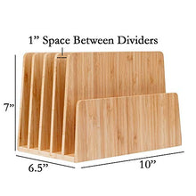 Load image into Gallery viewer, MobileVision Bamboo Desktop File Folder Organizer and Paper Tray, 5 Slots
