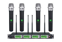 Load image into Gallery viewer, GTD Audio 4x800 Adjustable Channels UHF Diversity Wireless Cordless Handheld Microphone Mic System Ideal for Church, Karaoke, Dj Party, Range 450ft (4 Handheld Mics)
