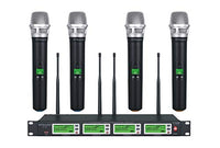 GTD Audio 4x800 Adjustable Channels UHF Diversity Wireless Cordless Handheld Microphone Mic System Ideal for Church, Karaoke, Dj Party, Range 450ft (4 Handheld Mics)