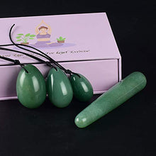 Load image into Gallery viewer, Natural Jade Stone Egg Yoni Eggs 3 Pcs Drilled Jade Eggs + 1 Pcs Massage Stick for Kegel Exercise Massage Stones for Women to Train Pelvic Muscles Kegel Exercise
