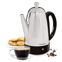 Load image into Gallery viewer, West Bend 54159 Classic Stainless Steel Electric Coffee Percolator with Heat Resistant Handle and Base Features Detachable Cord, 12-cup, Silver
