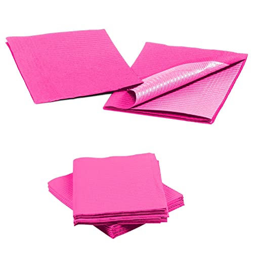 50 Fuchsia Hot Pink Disposable Dental Bibs 13