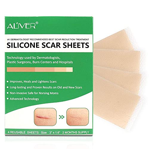Silicone Scar Sheets,Advanced Scar Removal Sheets,Professional Reusable Scar silicone Scar Strips for C-Section, Surgery, Burn, Keloid, Injuries Acne and Stretch Marks,Old & New Scars,3