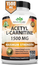 Load image into Gallery viewer, Acetyl L-Carnitine 1,500 mg High Potency Supports Natural Energy Production, Supports Memory/Focus - 100 Veggie Capsules

