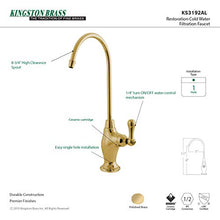 Load image into Gallery viewer, Kingston Brass Gourmetier KS3192AL Restoration Single Handle Water Filtration Faucet, Polished Brass
