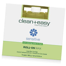 Load image into Gallery viewer, Clean + Easy Large (Leg) Sensitive Roll-On Wax Refill, for Hygienic Facial and Body Hair Removal Treatment, Great for Sensitive Skin, Ideal for All Skin and Hair Types, 12-Pack
