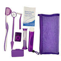 Net Bag Portable Orthodontic Care Kit Orthodontic Toothbrush Kit for Orthodontic Patient for Braces Travel Oral Care Kit Dental Travel Kit Interdental Brush Dental Wax Dental Floss (8 Pcs/Pack)-Purple