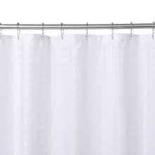 Load image into Gallery viewer, Barossa Design Fabric Shower Curtain White Hotel Grade, Water Repellent, Machine Washable, 71 x 72 inches Brick Geometric Dobby Pattern for Bathroom
