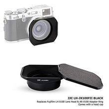 Load image into Gallery viewer, JJC Metal Square Lens Hood w/ABS Hood Cap Protector &amp; 49mm Thread Filter Adapter Ring for Fujifilm X100V X100F X100T X100S X100 X70 Camera Replaces Fuji LH-X100 Lens Hood &amp; AR-X100 Adapter/Black
