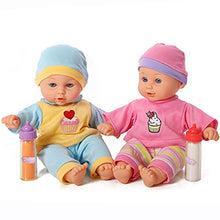 Load image into Gallery viewer, Mommy and Me 12 Inch Twin Baby Dolls, Soft Body Baby Doll with Milk and Juice Bottles
