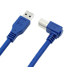 Load image into Gallery viewer, Bluwee USB 3.0 Cable - Type A-Male to Right Angle Type B-Male Printer Scanner Cord - 2 Feet (0.6 Meters) - Round Blue
