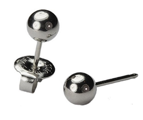Silver Maxi 5mm Round Ball Studs Ear Piercing Earrings Studex System 75 Hypoallergenic Universal 7522-0300-23