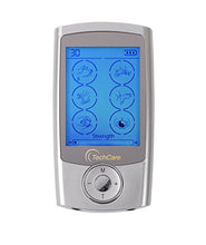 Load image into Gallery viewer, TechCare Pro TENS Unit 24 Modes Best Portable Massager Back Neck Stress Sciatic Pain, Handheld Full Body Palm Plus Digital Pulse Impulse Professional Micro Massager (Silver)
