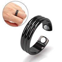 Copper Magnetic Therapy Ring - Magnetic Ring Copper Arthritis Aid Therapy Pain Healing Health Adjustable Size (Black)