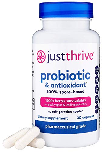 Just Thrive: Probiotic & Antioxidant - Vegan Proprietary Probiotic Blend - 30-Day Supply - 100-Percent Spore-Based Probiotic - 1000x Survivability - Supports Immune and Digestive Health - No Gluten
