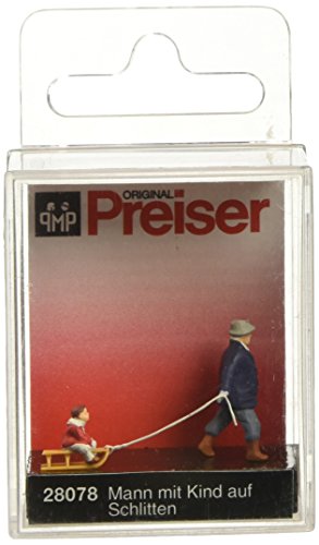 Preiser 28078 Individual Figures, Sports & Recreation Man Pulling Child on Sled HO Scale Figure