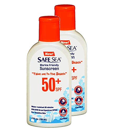 Safe Sea Anti Jellyfish Sunblock, SPF50 Lotion for Adults & Kids, Protects Against Jelly & Sea Lice Stings, Hypoallergenic Kids Formula (4 oz Bottle, Pack of 2)