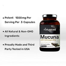 Load image into Gallery viewer, 2 Pack Organic NatureBell Mucuna 1500mg Per Serving, 240 Capsules, Contains Premium Mucuna Pruriens Seeds for Mood Mind and Brain Health, No GMOs, Made in USA
