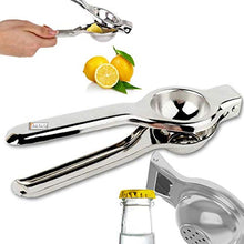 Load image into Gallery viewer, Prisha India Craft Pure Stainless Steel Lemon Squeezer with Bottle Opener, 2 in 1 Squeezer (Opener + Squeezer) | Length 8.50 Inch
