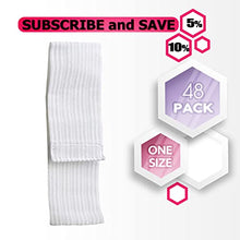 Load image into Gallery viewer, Dukal Stretch Headbands. Pack of 48 Disposable Headbands for Spa Treatments. Hook and Loop Closure. Elastic Spa Headbands. Soft Flexible Material. White color.
