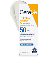Load image into Gallery viewer, CeraVe 100% Mineral Sunscreen SPF 50 | Face Sunscreen with Zinc Oxide &amp; Titanium Dioxide for Sensitive Skin | 2.5 oz, 1 Pack (Packaging May Vary)
