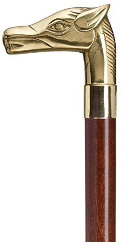 UnisexHorse Solid Cast Brass Handle Cane Color: Walnut