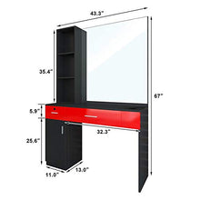 Load image into Gallery viewer, Artist Hand Wall Mount Salon Station Barber Stations Styling Station Barber Beauty Spa Salon Equipment Set with Mirror,Left Shelf (Black/Red)
