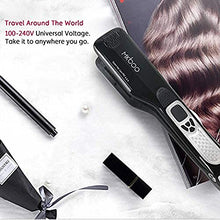 Load image into Gallery viewer, MKBOO Hair Straightener with Steam,Salon Professional Nano Titanium Ceramic Steam Flat Iron with Removable Comb+Digital LCD+5 Level Adjustable Temperature+Auto Temperature Lock Black.
