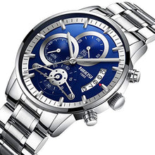 Load image into Gallery viewer, Watches Men&#39;s Business Dress Chronograph Quartz Watch Stainless Steel Sport Waterproof Wristwatch Blue
