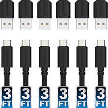 Load image into Gallery viewer, Sabrent [6-Pack] 22AWG Premium 3ft USB-C to USB A 2.0 Sync and Charge Cables [Black] (CB-C6X3)
