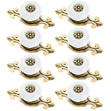 Load image into Gallery viewer, MARSTREE 2 in 1 Vintage Ceramic Drawer Cabinet Knobs and Pulls for DIY Home Furniture Cabinet Dresser Cupboard Bin Door Handles, Pack of 8 (White-Bronze)
