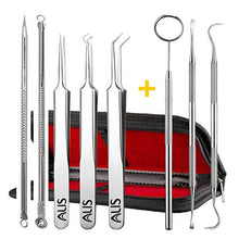 Load image into Gallery viewer, Alis 8 Pcs Blackhead Remover Tweezer Kit includes Comedone Extractor Whitehead Acne Blemish Pimple Remover &amp; Professional Dental Set including Dental Pick, Tartar Plaque Remover
