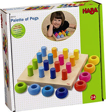 Load image into Gallery viewer, HABA Palette of Pegs - 32 Piece Wooden Pegging &amp; Arranging Game for Ages 2 and Up
