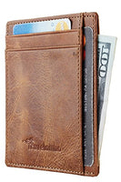 Travelambo RFID Front Pocket Minimalist Slim Wallet Genuine Leather Small Size (vintage brown)
