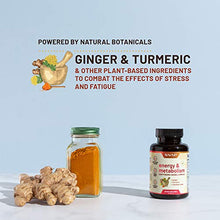 Load image into Gallery viewer, Metabolism and Natural Energy Supplements for Fatigue, Stress Relief, Energy Booster &amp; Better Mood, Energy Pills for Women &amp; Men, Ginger, Turmeric, Rhodiola Rosea + More Herbs &amp; Vitamins (60 Capsules)
