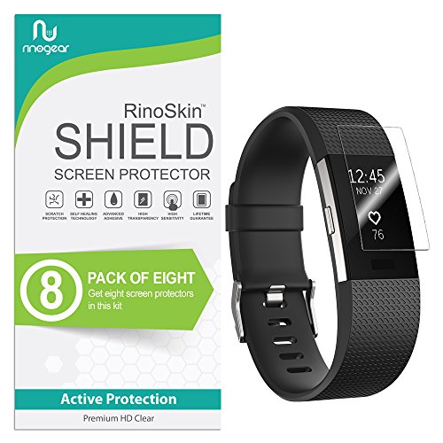(8-Pack) RinoGear Screen Protector for Fitbit Charge 2 Case Friendly Fitbit Charge 2 Screen Protector Accessory Full Coverage Clear Film