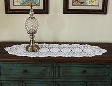 Load image into Gallery viewer, gracebuy 12X55 Inch White Oblong Handmade Cotton Crochet Lace Table Runner

