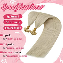 Load image into Gallery viewer, Sunny Blonde Keratin U Tip Extensions Human Hair #60 White Blonde U Tips Human Hair Extensions Pre Bonded Hot Fusion Utips Hair Extensions Remy Human Hair U Tip Hair Extensions Blonde 24inch 50g/50s
