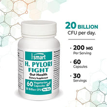 Load image into Gallery viewer, Supersmart - H. Pylori Fight Natural Treatment 20 Billion CFU Per Day - Contains Lactobacillus Reuteri (Probiotic) - Relieves Acid Reflux | Non-GMO &amp; Gluten Free - Made in USA - 60 Vegetarian Capsules
