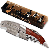 Barvivo Professional Waiters Corkscrew This Wine Opener is Used to Open Beer and Wine Bottles by Waiters, Sommelier and Bartenders Around The World. Made of Stainless Steel and Natural Rosewood.