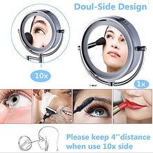 Load image into Gallery viewer, Cavoli Wall Mounted Makeup Mirror with LED Lighted 10x Magnification,has 3 Colors Lights Modes,8.5 Inches,Bathroom and Hotel, Chrome Finish,Made of Brass
