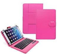 Tsmine Samsung Galaxy Tab E 8.0 4G LTE SM-T377 Tablet Wireless Keyboard Case - Universal Premium 2-in-1 Detachable Wireless Keyboard [QWERTY] w/Folio Leather Case Stand Cover, Hot Pink