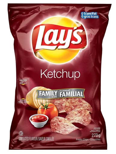 Canadian Lays Ketchup Chips (Imported From Canada) - 1 Family Size Bag
