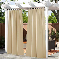 PONY DANCE Porch Curtains Outdoor - Sticky Tab Top Waterproof Draperies Curtains Light Block Privacy Protect for Patio, 52