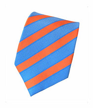 Load image into Gallery viewer, MENDENG Classic Striped Blue Yellow Jacquard Woven 100% Silk Men&#39;s Tie Necktie
