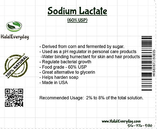 Sodium Lactate - for Broad Spectrum preservatives - Used in Cosmetics. Used as pH Regulator- Helps Reduce The Moisture Loss - 4 oz