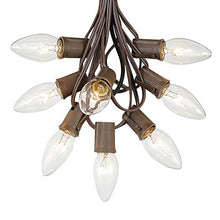 Load image into Gallery viewer, C9 Clear Christmas String Light Set - Outdoor Christmas Light String - Hanging Christmas Lights - Roofline Light String - Outdoor Patio String Lights - Brown Wire - 25 Foot
