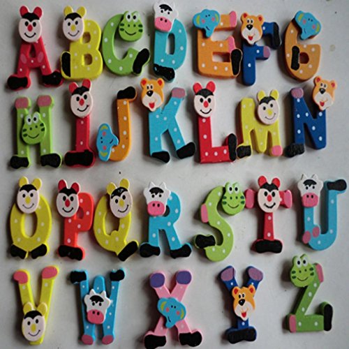 Yoyorule 26pcs Wooden Cartoon Alphabet A-Z Magnets Child Educational Toy