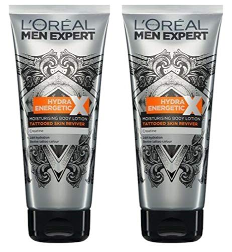 Men's Expert Hydra Energetic Moisturizing Body Lotion, Tattooed Skin Reviver with Creatine, 200ml (6.7 Oz) (2 Pack)